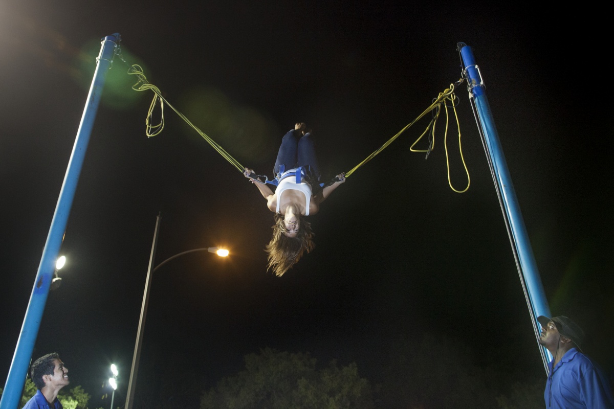 Students flip on a carnival-style ride 