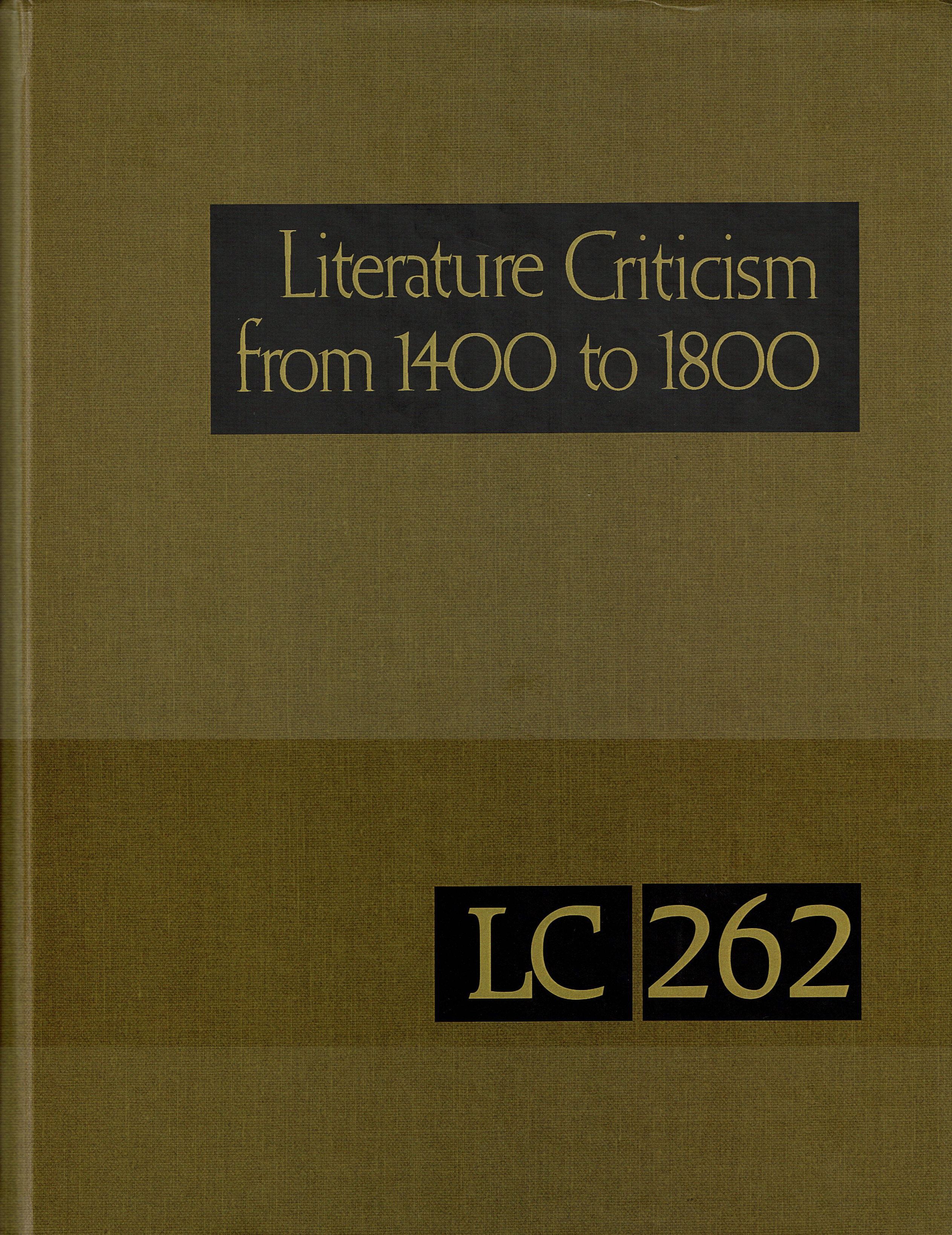 262.jpg Literature Criticism from 1400 to 1800 Journal Cover