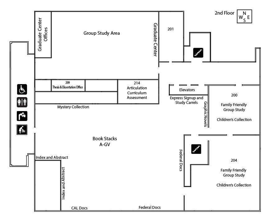 map of the library's 2nd floor