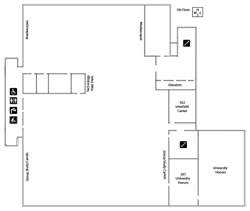 Map of the 5th floor as described below