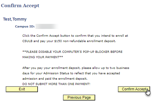 Screenshot of Confirm Accept page with Confirm Accept button