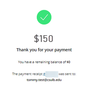 Screenshot of Thank You For Your Payment page