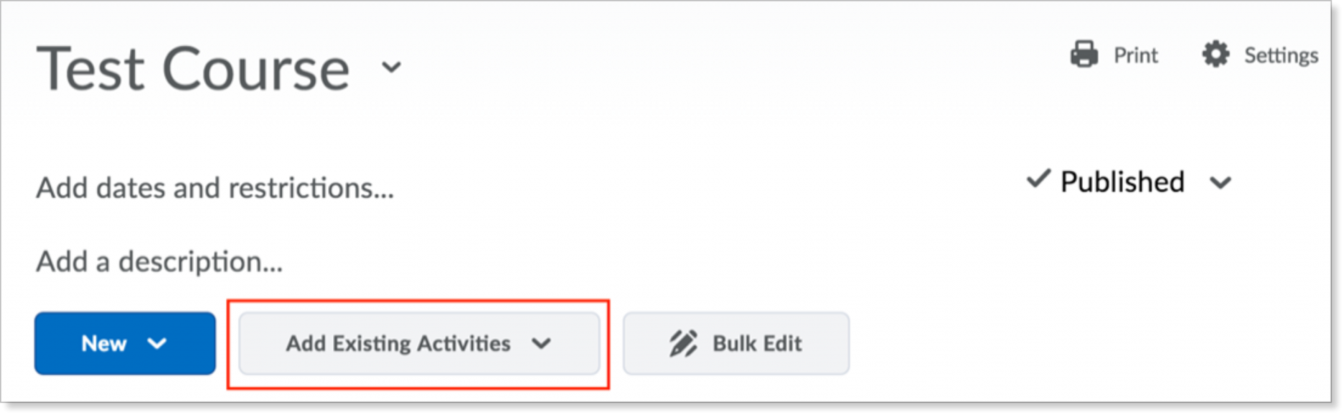 add existing activities