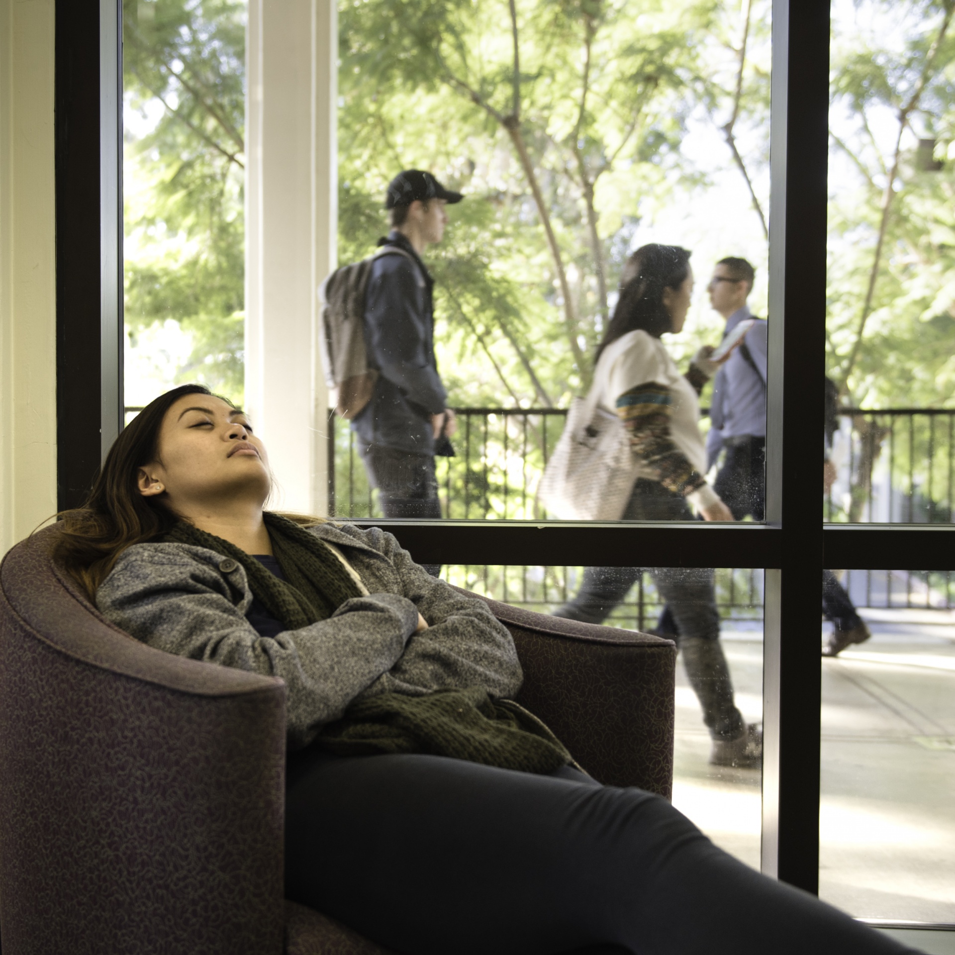 girl nap in after hours lounge