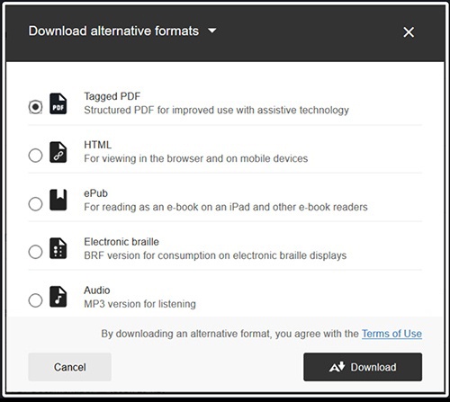 alternative formats list