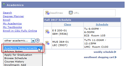 arr1.jpg Screenshot of the Academic Requirements report