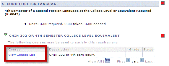 View course list