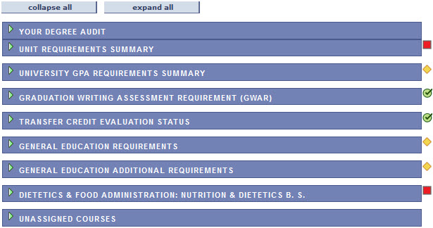Screenshot of view Report requirements