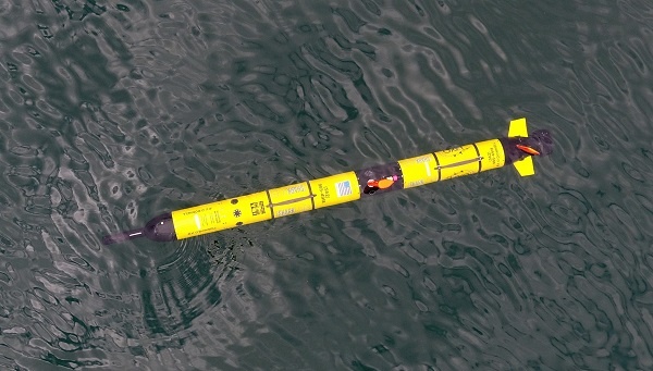 Aerial view of AUV in water