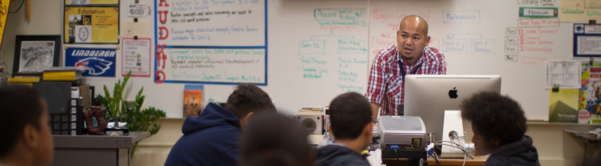 A teacher in front of a classroom