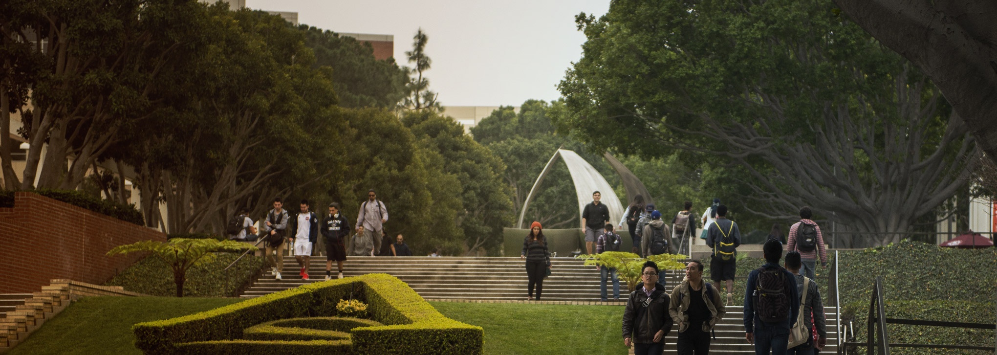 A photo of the steps on the east side of Union with students.