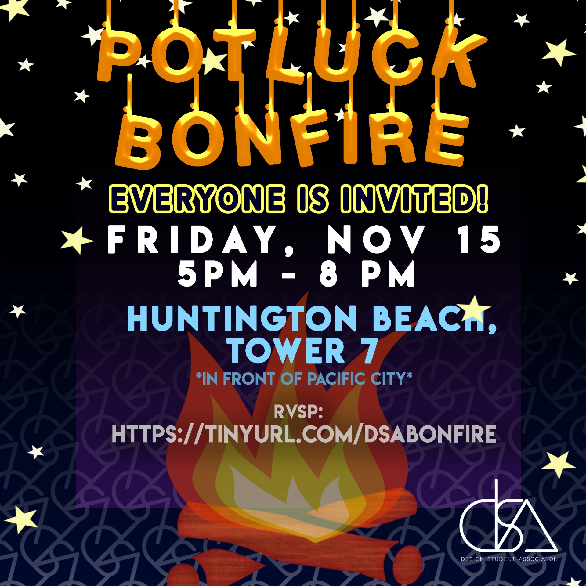 Potluck Bonfire event in Huntington Beach