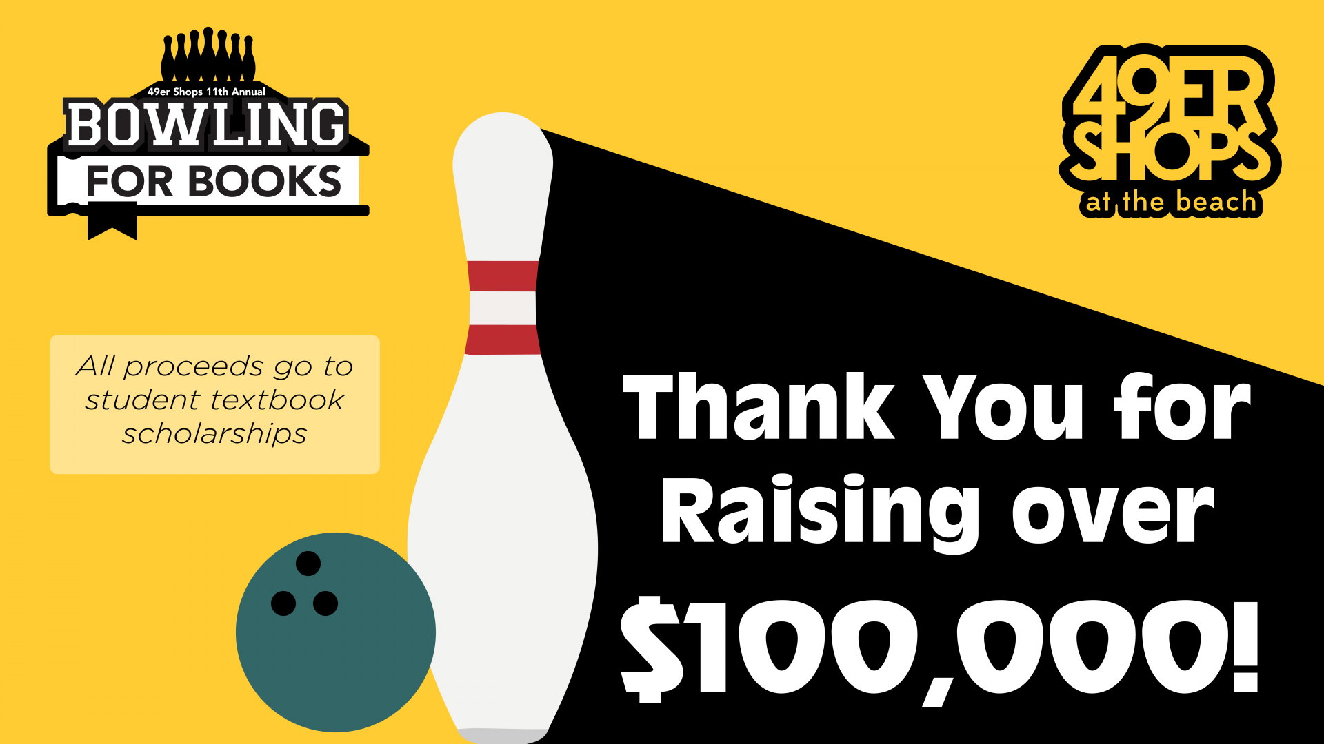 Thank you for raising over $100,000! All proceeds go to student textbook scholarships.