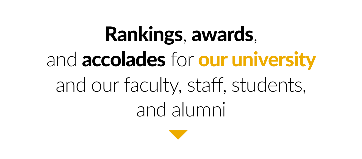 Rankings, awards, and accolades for our university and our f