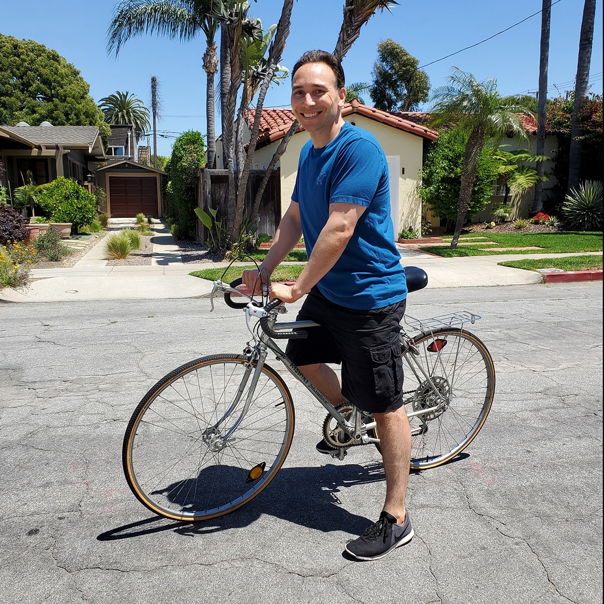 Employee on bicycle