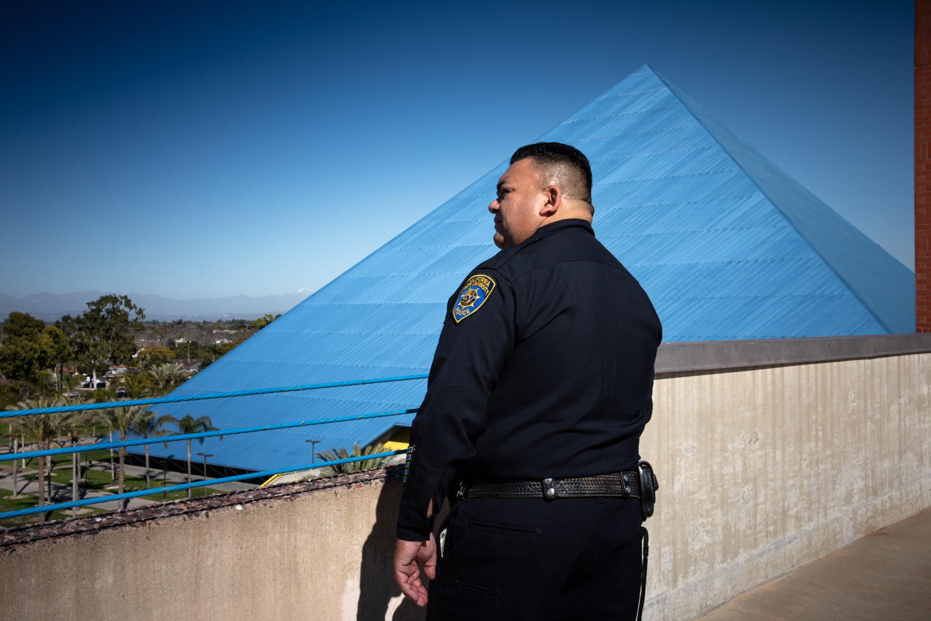 Police chief Fernando Solarzano looks at Pyramid