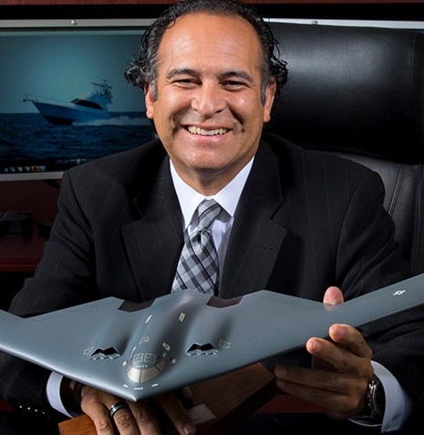 Chris Hernandez with B-2 model