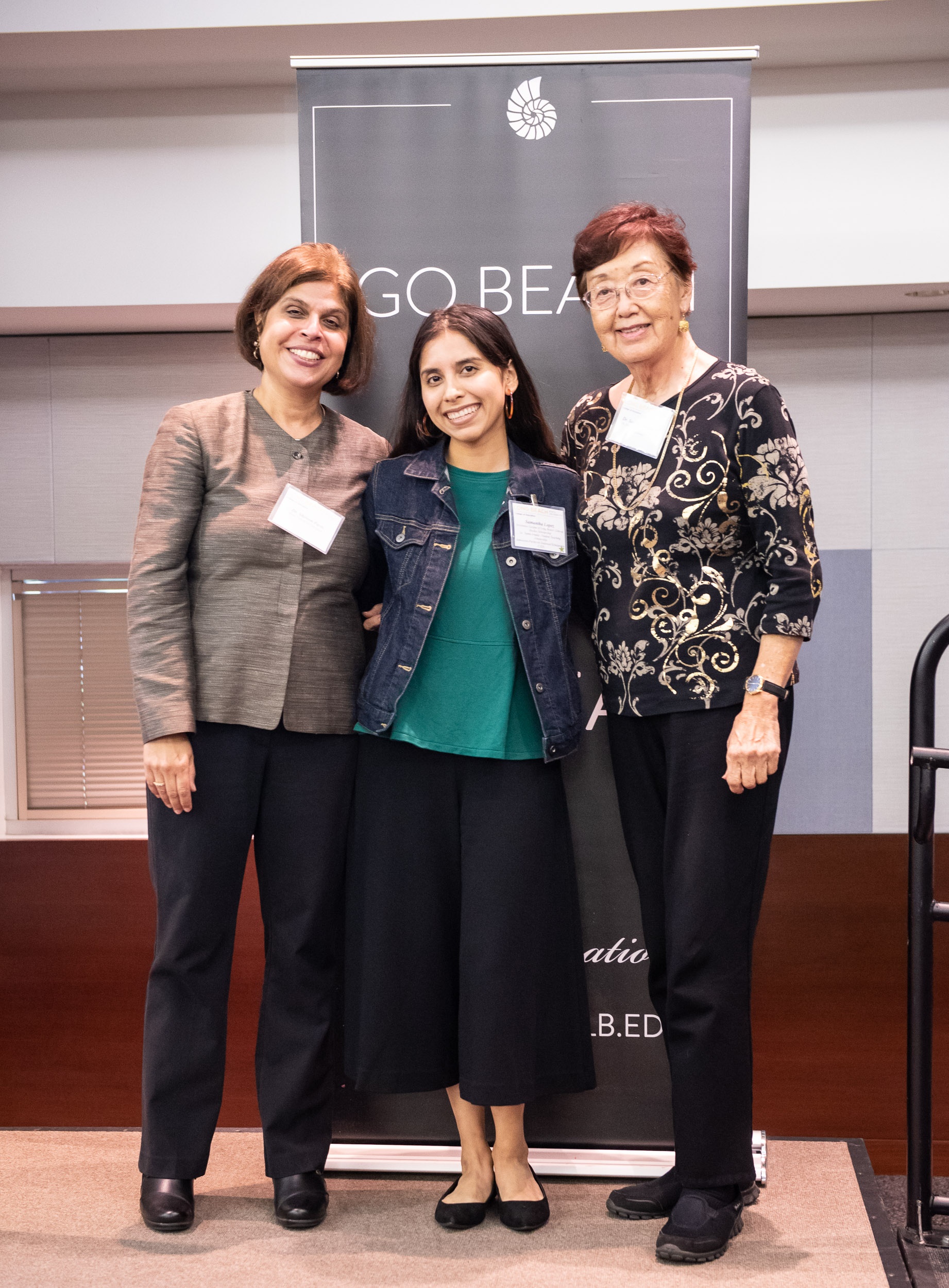 Dean Pavri with Scholarship Recipient Samantha Lopez and Don