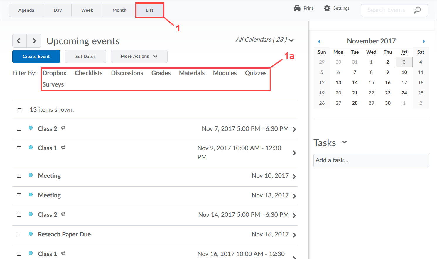 Displaying Events in a List View part 1