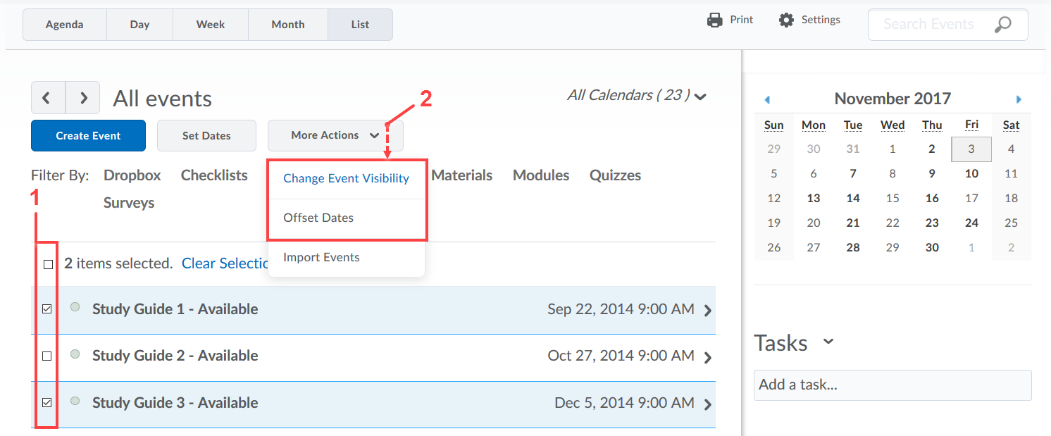 Displaying Events in a List View part 2