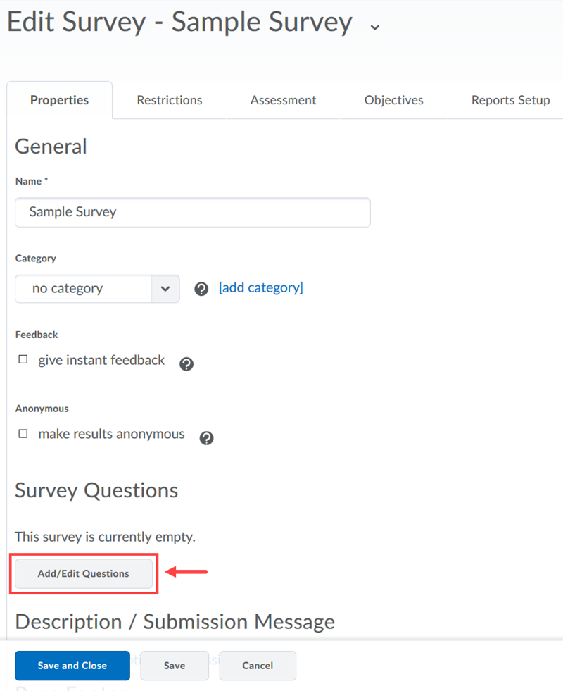 add edit questions