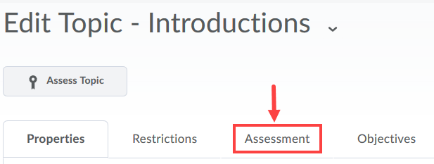 Configure topic for assessment