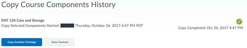 Component Copy confirmation