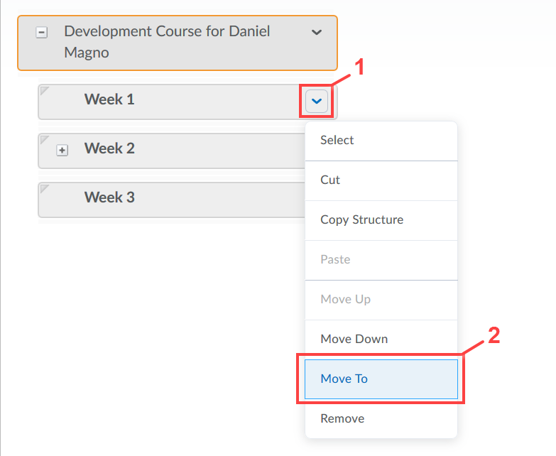 Course tree move nodes
