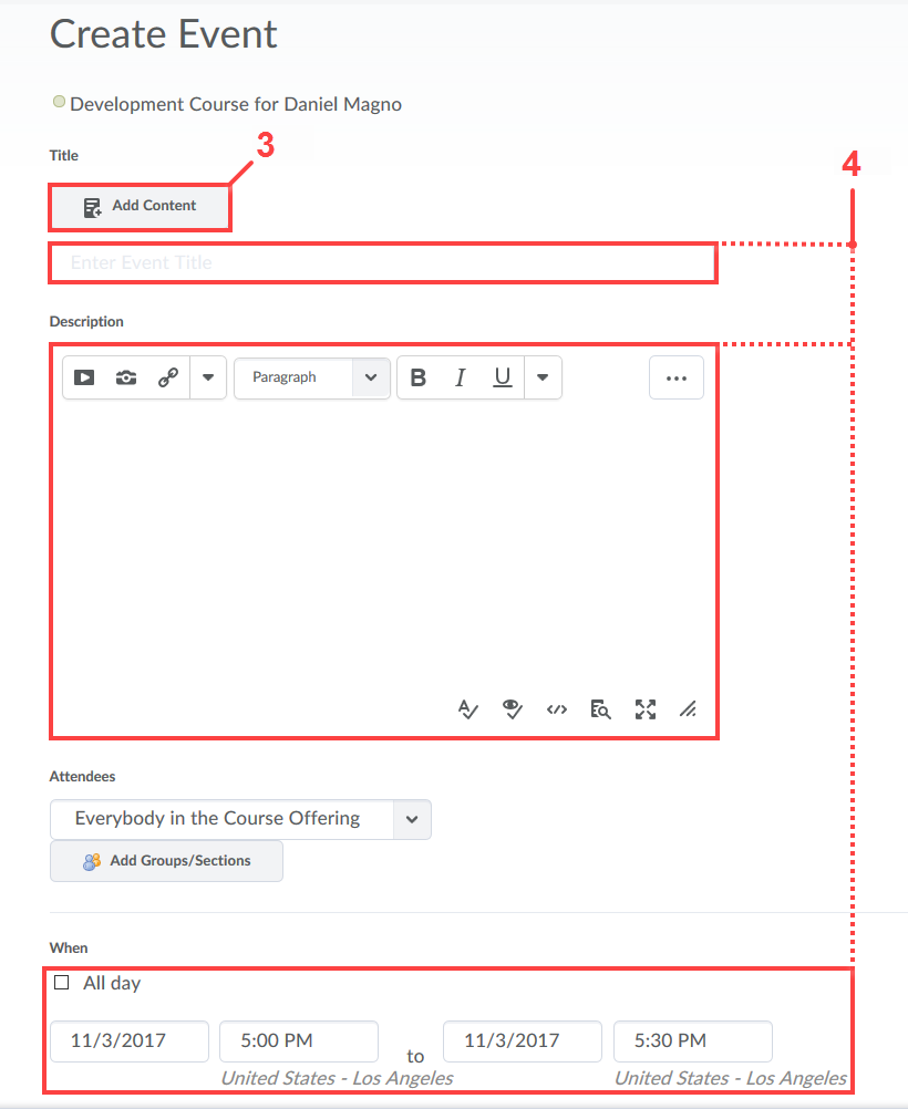 Create Event Prompt