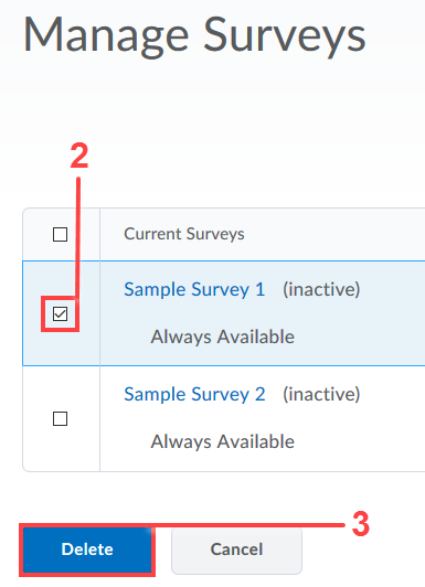 delete surveys