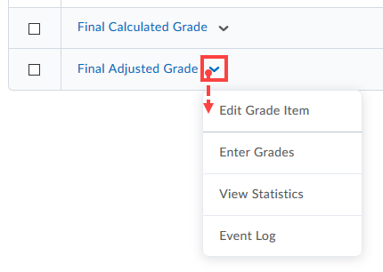 Edit final grade items