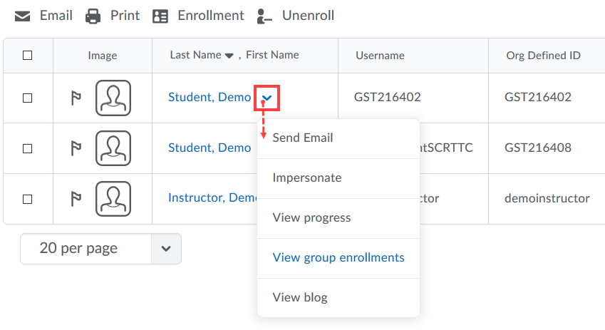 email single user