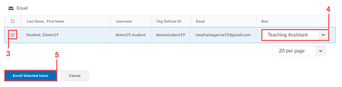enroll selected users