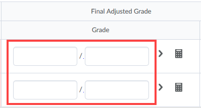 Adjusted Grade Item fields