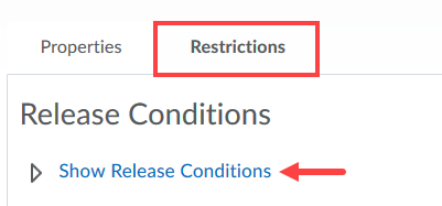 final grade item release conditions