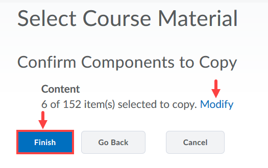Finish component copy