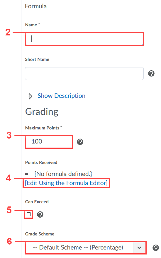 formula grade item details