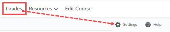 Grades Settings button