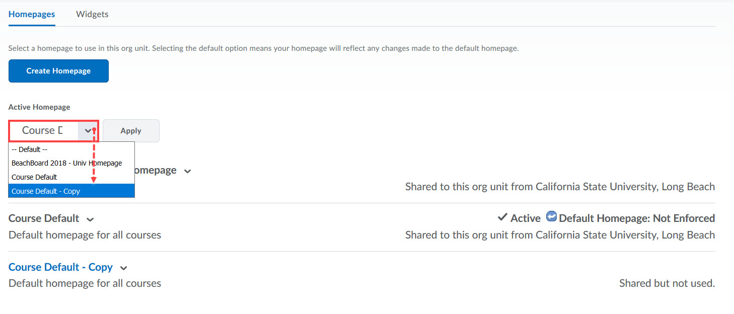 Homepages Menus