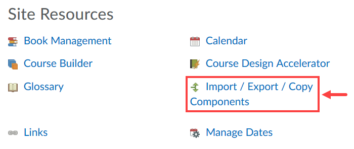 Import export or copy components