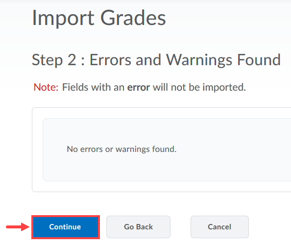 Import grades error checker
