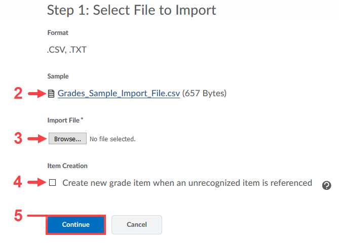 Import grades file select prompt