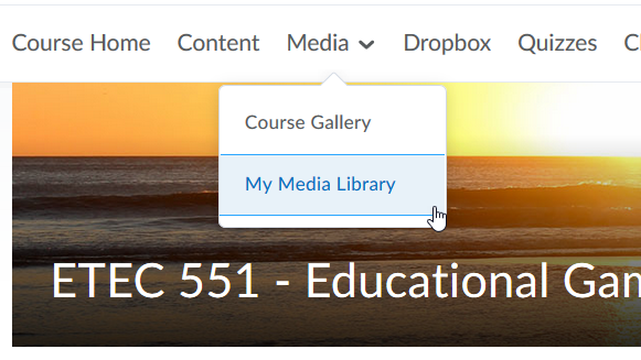Course Gallery and My Media Library in BeachBoard