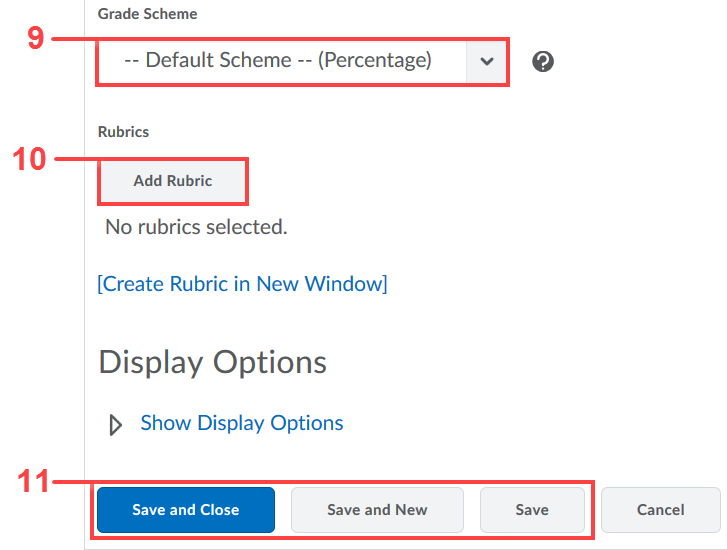 Numeric Grade Item Save Button