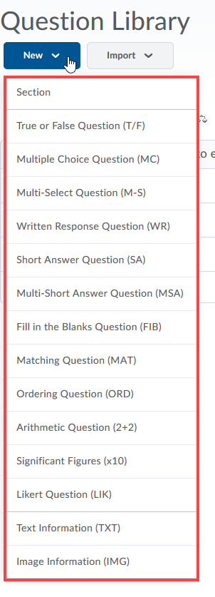 select question type