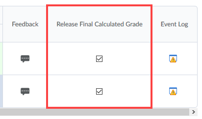 Final calculated grade checkboxes