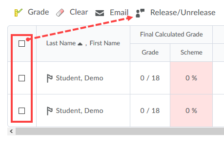 Final grade checklist
