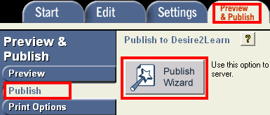 Publish Wizard button
