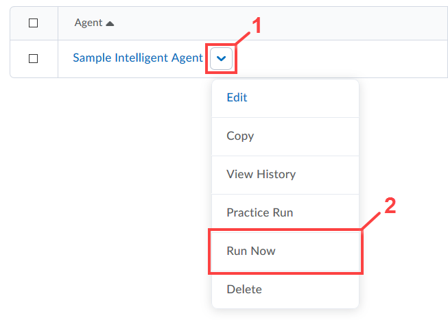 Running intelligence agents manually