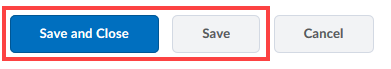 Save and close buttons